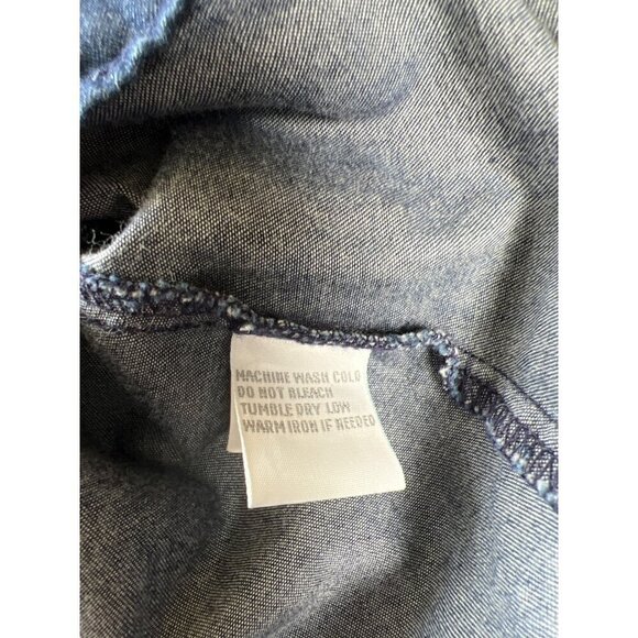 SHIRT 469 Women Size 14 Blue Denim Shirt Button Down Convert Roll Tab 3/4 or L/S - Picture 10 of 12